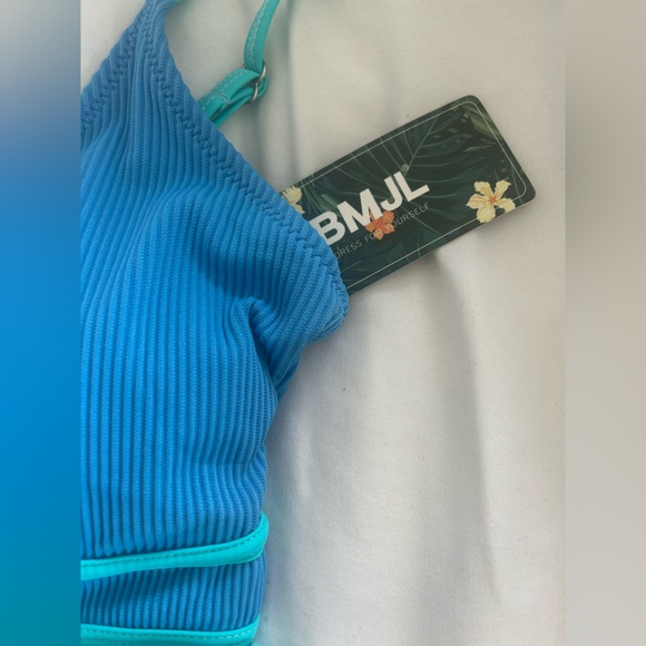 Blue Ribbed Swimsuit NWT XS - Picture 3 of 4